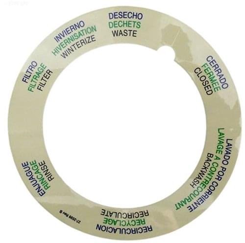 Pentair Top Mount Valve Label