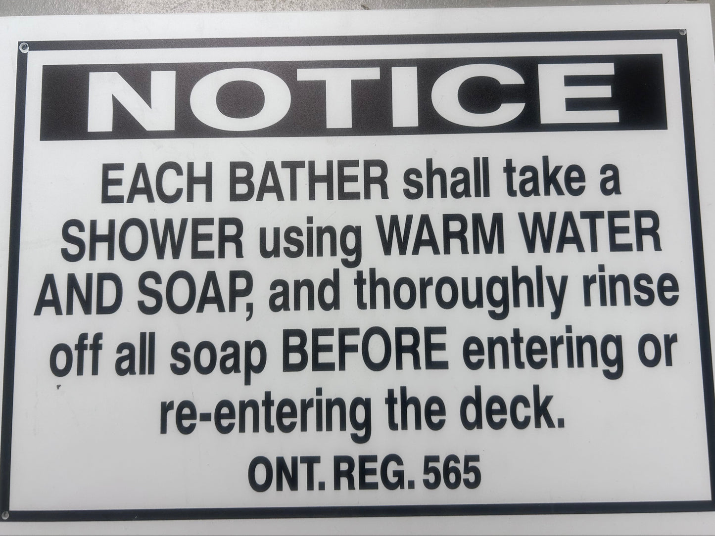 Public Pool Bather Notice Sign