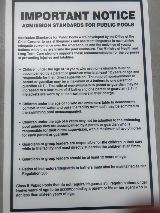 Important Notice Pool Sign