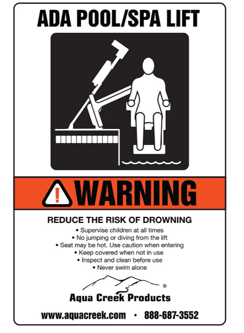 SIGN - "ADA LIFT AVAILABLE" AQUA CREEK